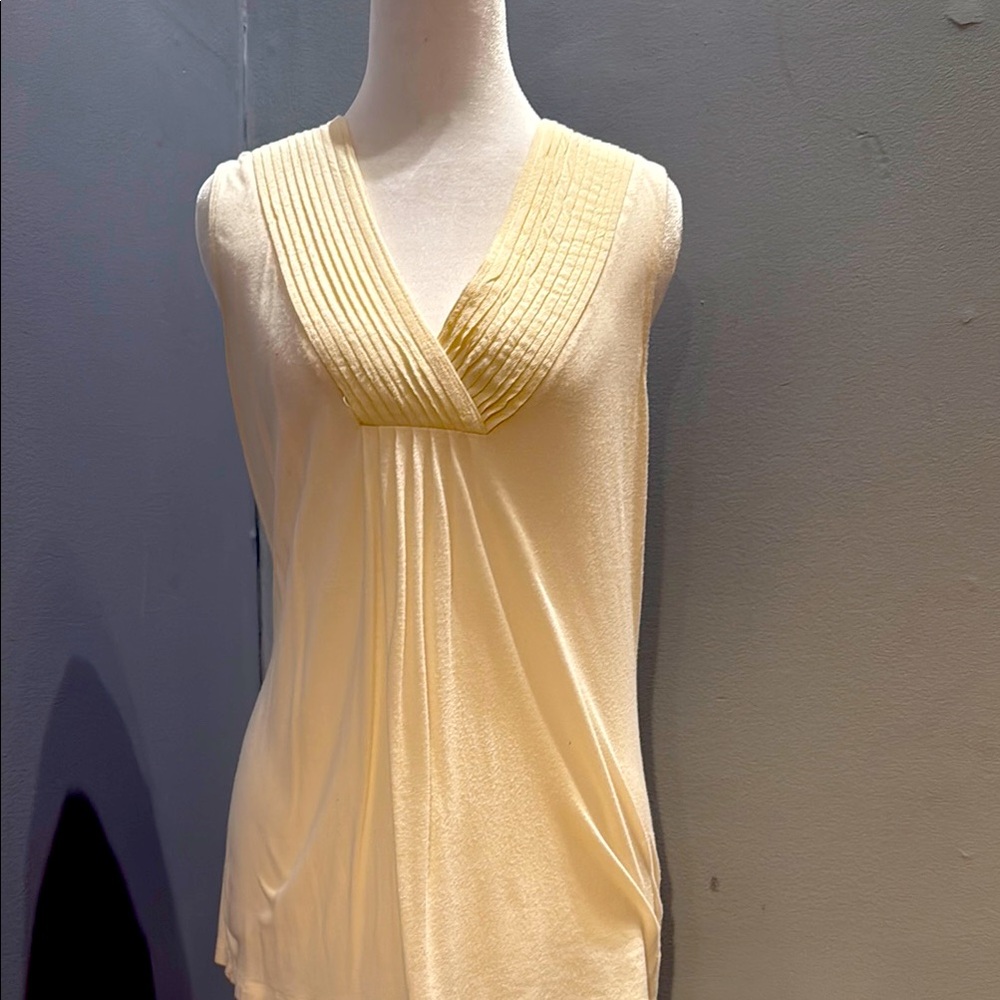 Banana Republic Cream Pleated V-Neck Blouse